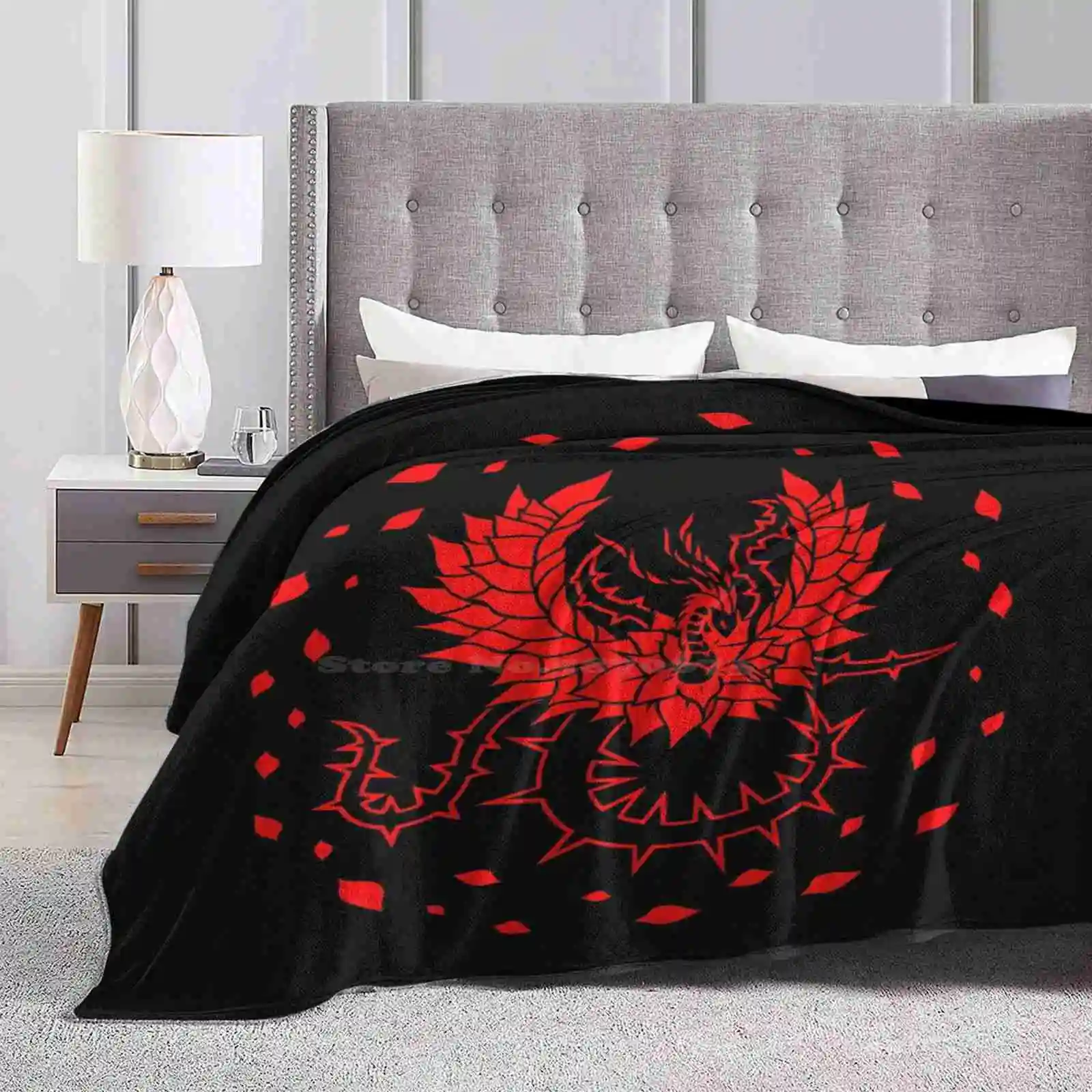 Black Rose Dragon Creative Design Comfortable Warm Flannel Blanket Yugioh 5Ds Yusei Black Rose Dragon Flower Signer Dragon