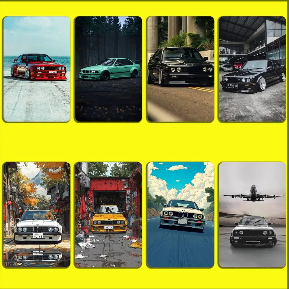 

Red Blue Car E30 B-Bmwes Card Stickers For Debit Bank Credit Cards Metro Bus Pass Sticker Decoration Cover Skin