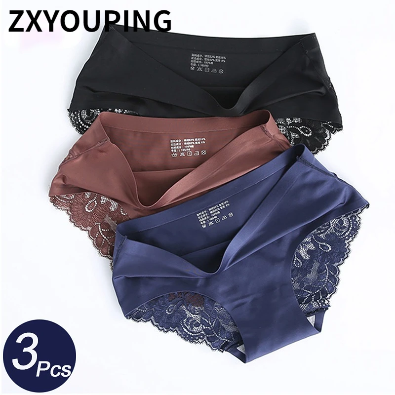 3Pcs/lot Seamless Women Hollow Out Panties Set Underwear Comfort Lace Low Rise Briefs Soft Female Lingerie