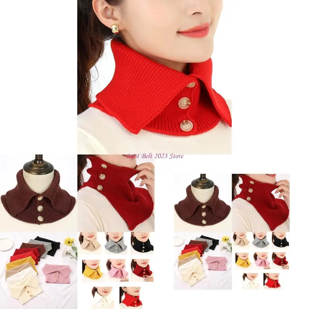 

49ME Scarf Collar For Women Knitted Scarf Men Women Turtleneck Collar Scarf Elastic
