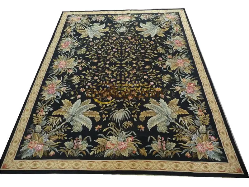 Elegant French Design Woolen Needlepoint Gorgeous Hand-stitched Wool Needle-point Rugs At The Louvre Knitted Table Decor