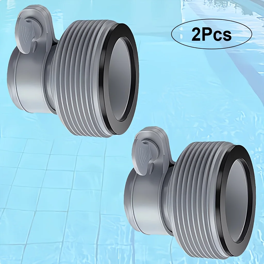 2Pcs Type‑B Pool Hose Adapter 1.25 Inch to 1.5 Inch Hose Connector with Clamp Replacement Fitting for Intex Pool Filter Pump Swi