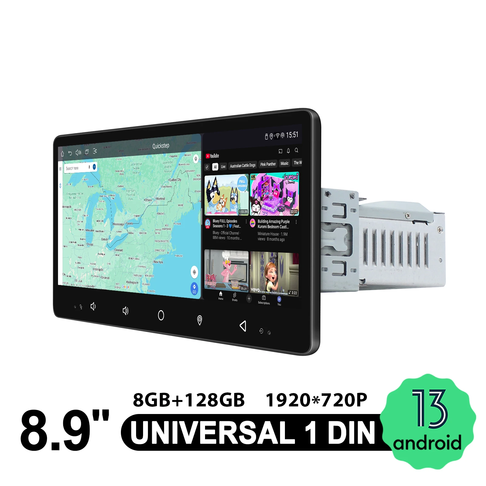 JOYING 8.9 بوصة أندرويد 13.0 راديو ستيريو بالسيارة 1DIN رئيس وحدة مشغل وسائط متعددة Carplay أندرويد السيارات لتحديد المواقع Navi BT FM RDS SWC #6