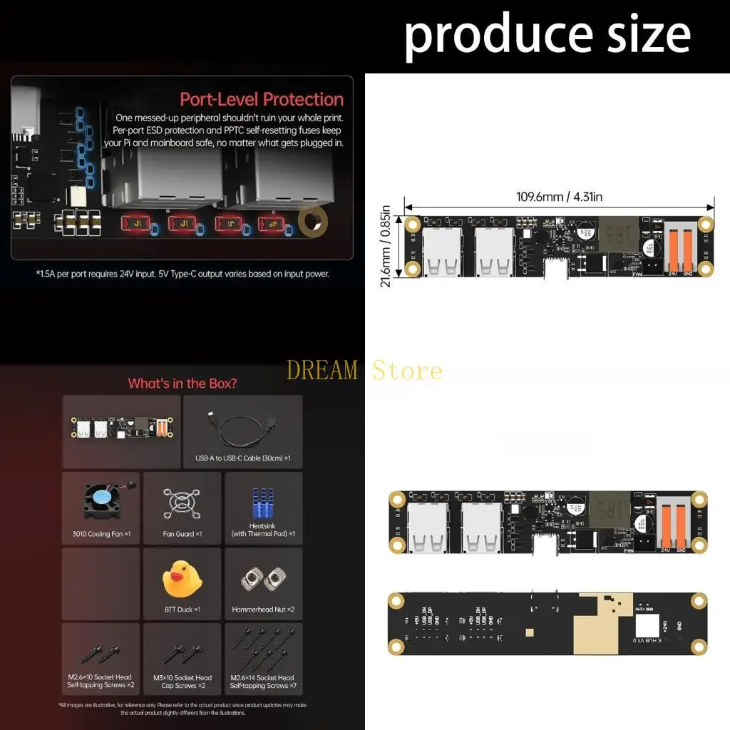 

Double Power Input 4xUSB Expansion K Hub For 3D Printing Equipment best sale