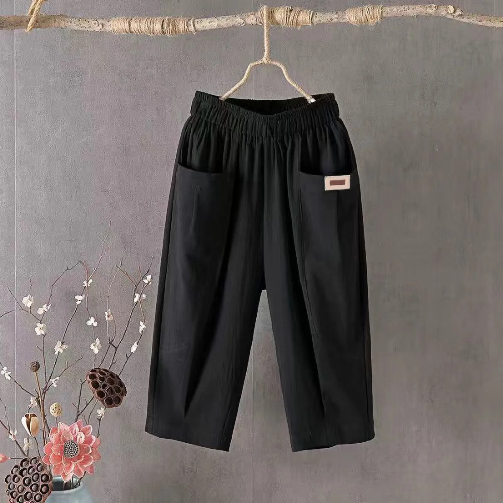 White Pants Woman High Waisted Black Green Cotton Plus Size Harem 2021 Spring Clothes Joggers Vintage Streetwear Work