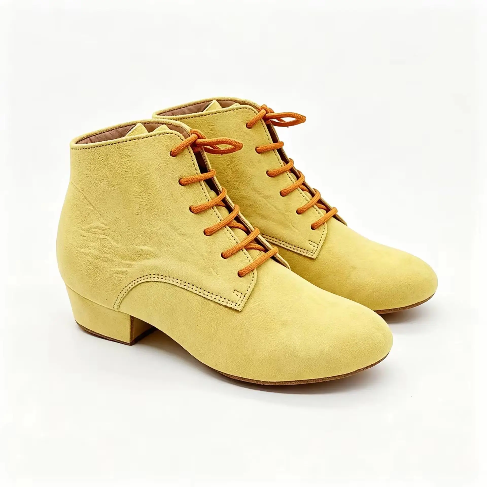 Lady Wedding  Split Sole Dance Boots Salsa Latin Ballroom Shoes 3cm Heel Lace-Up Ankle Yellow Sneaker Party Dancing Boots Woman