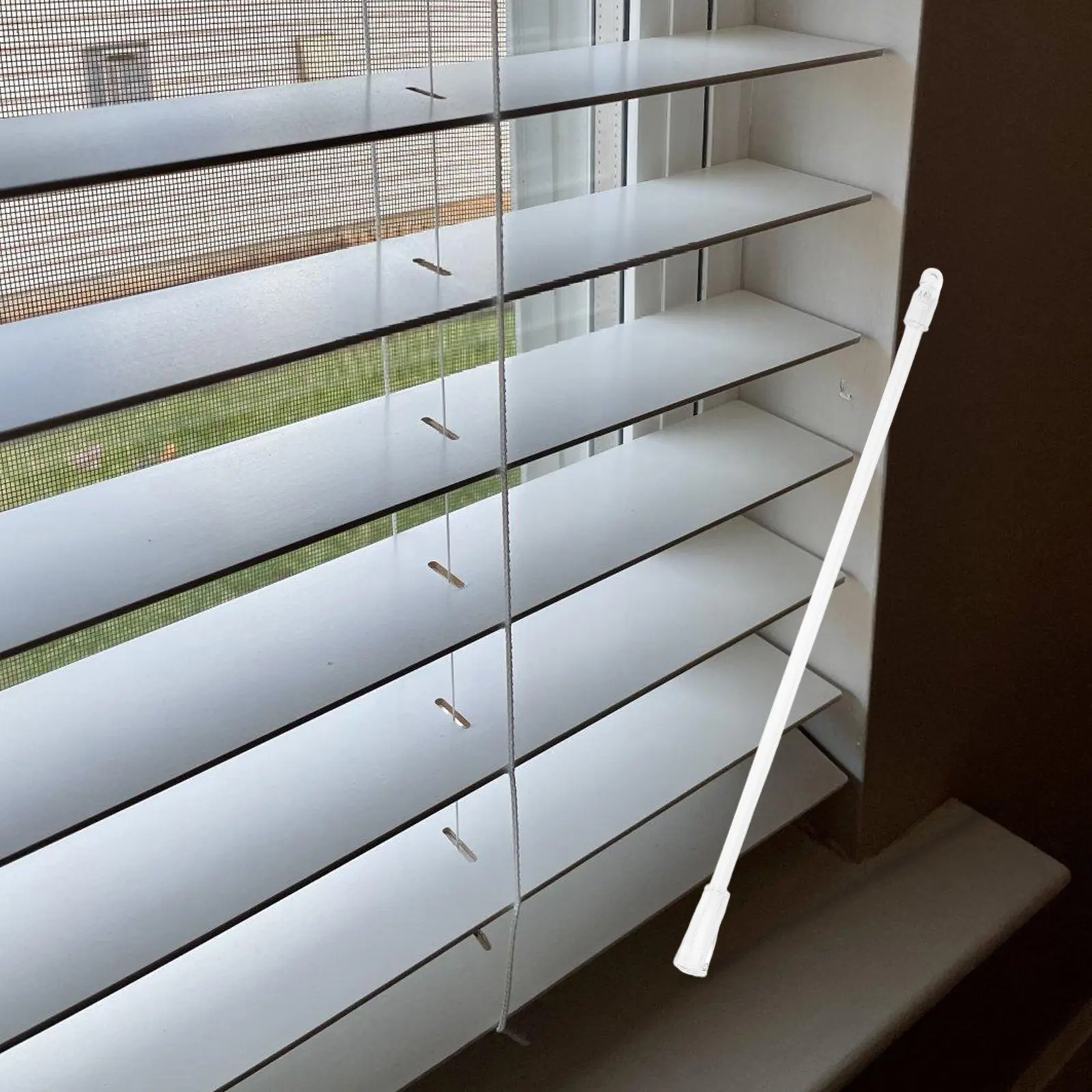 2Pcs Clear Vertical Blind Replacement Rod Curtain Wand with Hook Tilt Opener for Window Light Control Blind Parts
