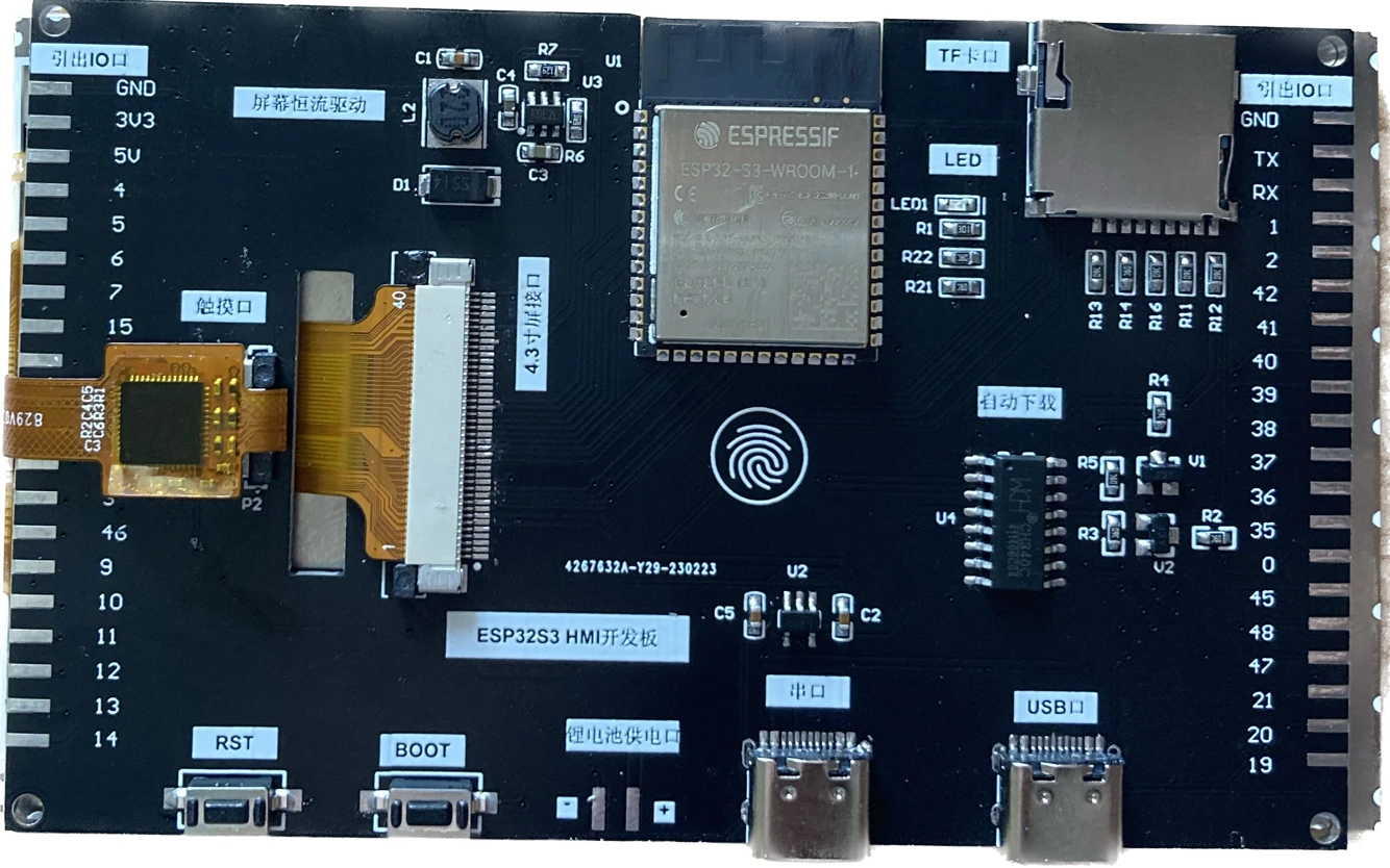 New ESP32-S3 LVGL V9 Demo Board 4.3 inch Capacitive Touch Screen USB HMI Display 800X480 8080 Parallel Port Bluetooth WiFi