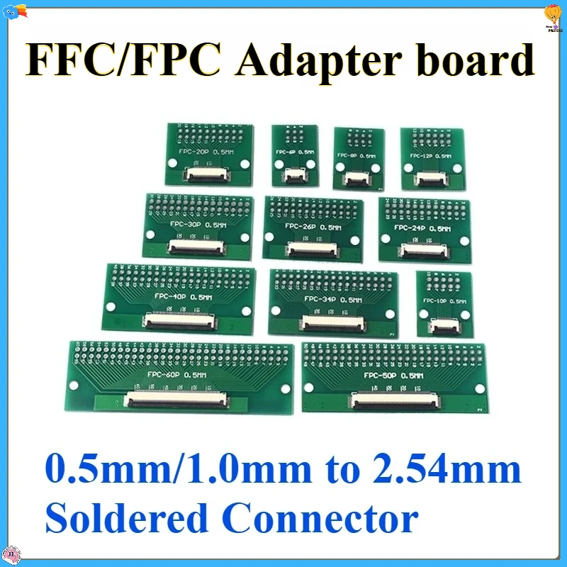 

FPC/FFC Adapter Board 0.5/1.0mm to 2.54mm Soldered Connector Various Pin Options 4/5/6/8/10...45/50/60 for Electronic Components