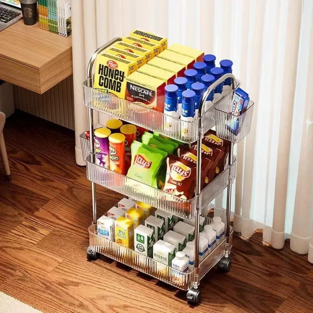 

Acrylic Storage Rolling Cart Bathroom Organizer Carts Household Transparent Multi-Layers Storage Racks Beauty Salon Trolley