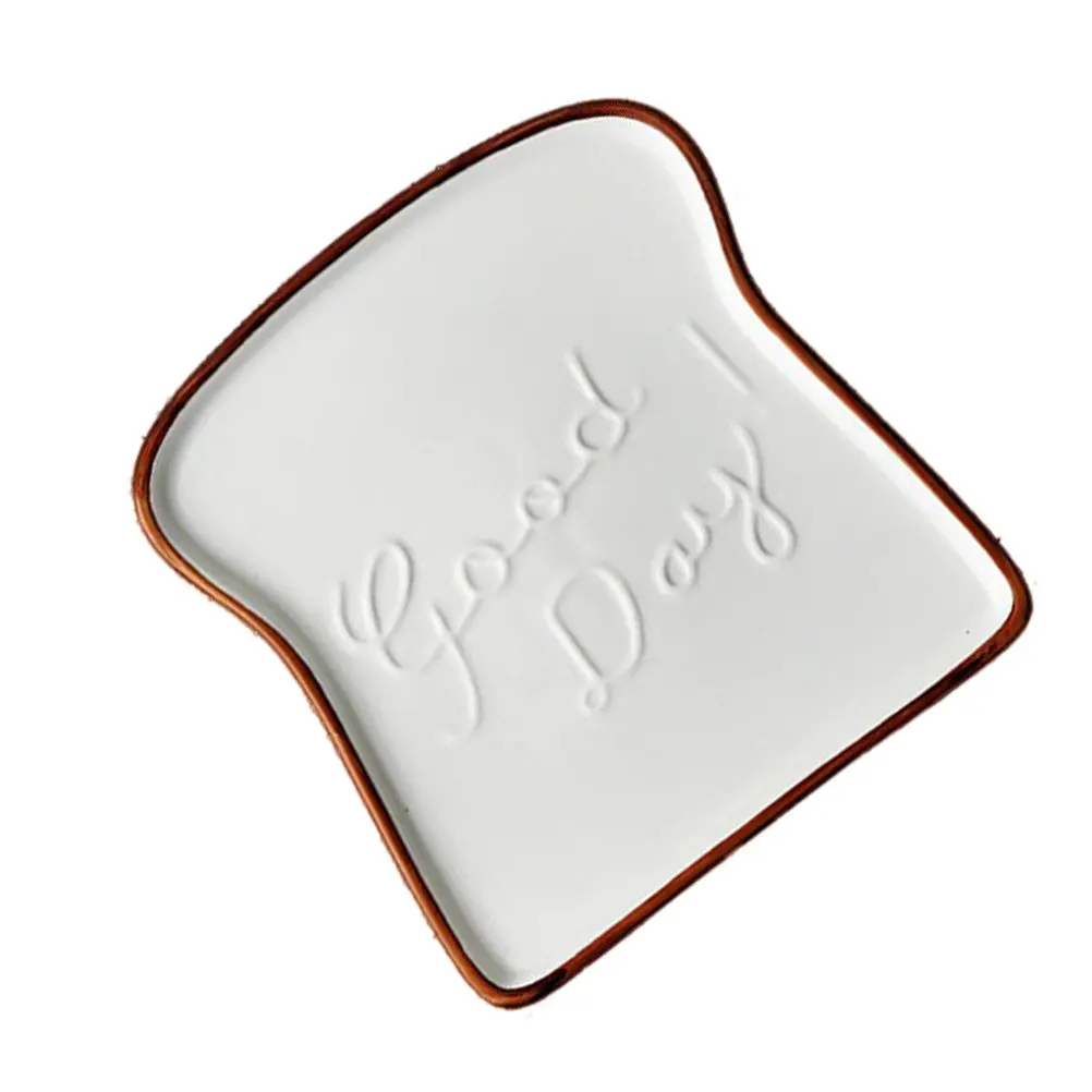 

Ceramic Toast Shaped Dinner Plate Sushi Breakfast Dish Noodles Household Tableware for Everyday Meals Pizza Salad Bread