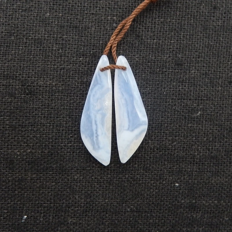 B & F الطبيعية الأزرق الدانتيل العقيق الكتلة أقراط الخرز 27x8x3 مللي متر 2.2 جرام اليدوية صنع المجوهرات الحجارة لوازم