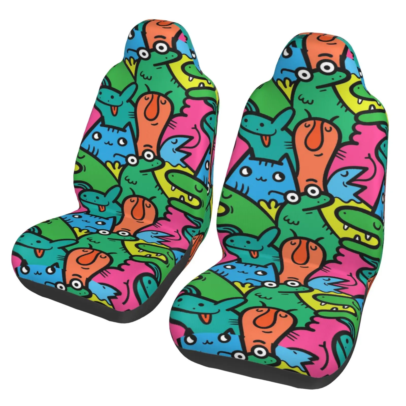 

Doodle Printed Car Seat Cover Anti-Slip Protection Kit - 2 Pieces - Seat Protection Kit - Interior Accessories - Universal Type