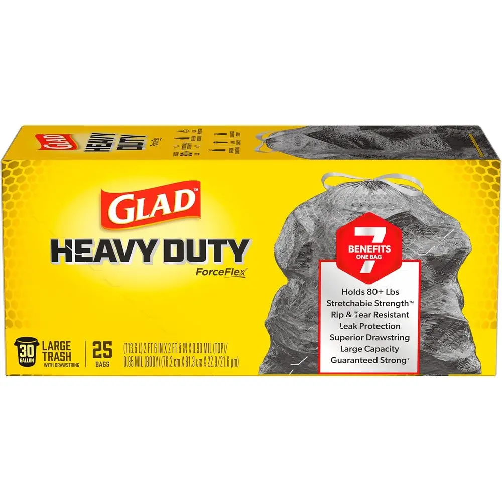 

Large Capacity Trash Bags, 30 Gallon, 25 Count, Heavy Duty for Over 80 lbs