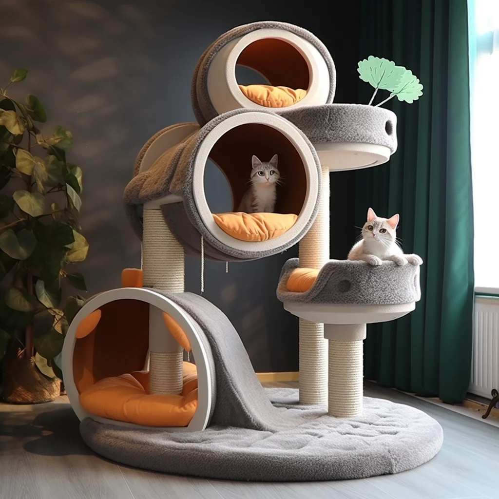 3D Printing Cat Scratching Post For The Wall Big Large Cat Scratcher Tree Tower Wooden platform Cat Tree House