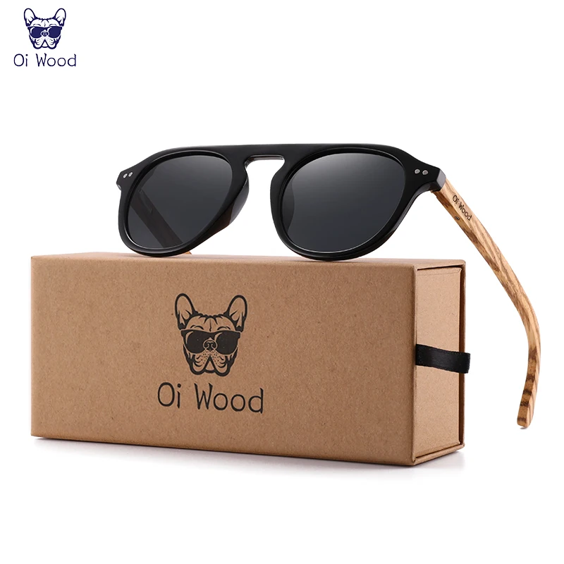 Oi Wood Brand Classic Sunglasses For Mem Women Polarized UV400 Protection Eyewear Wooden Black Glasses Zebra Wood