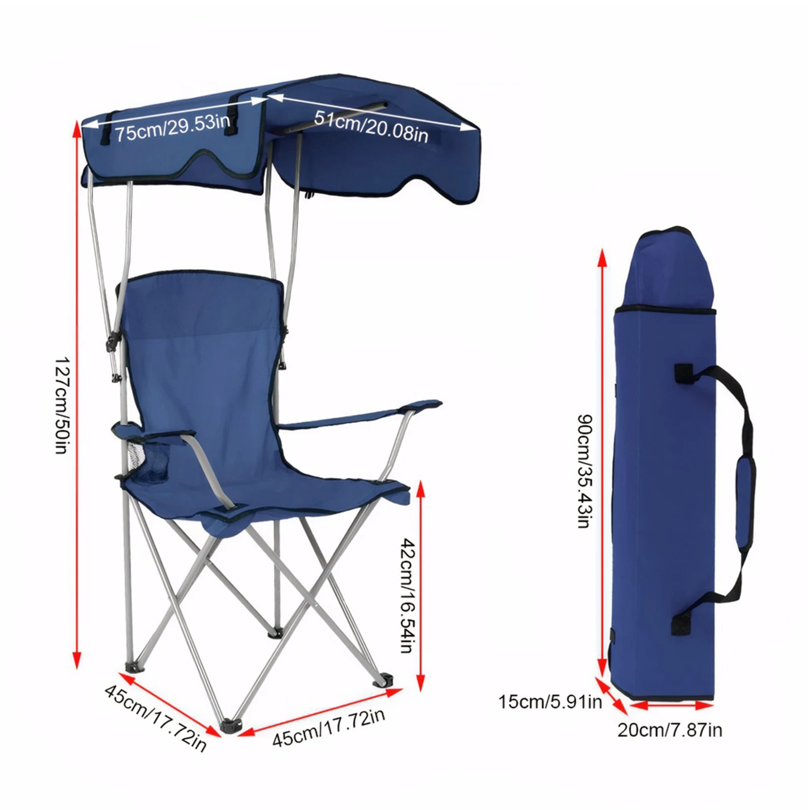 

Открытый одиночный стул с потолком и подстаканником, складной стул для рыбалки, защита от солнца, портативный солнцезащитный стул для путешествий у бассейна