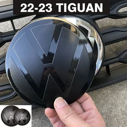 1set ABS Auto Front Grill Abzeichen Hinten Stamm Emblem Deckel Abdeckungen Logo Aufkleber Schwarz Für VW Tiguan 2022-2023 auto Zubehör