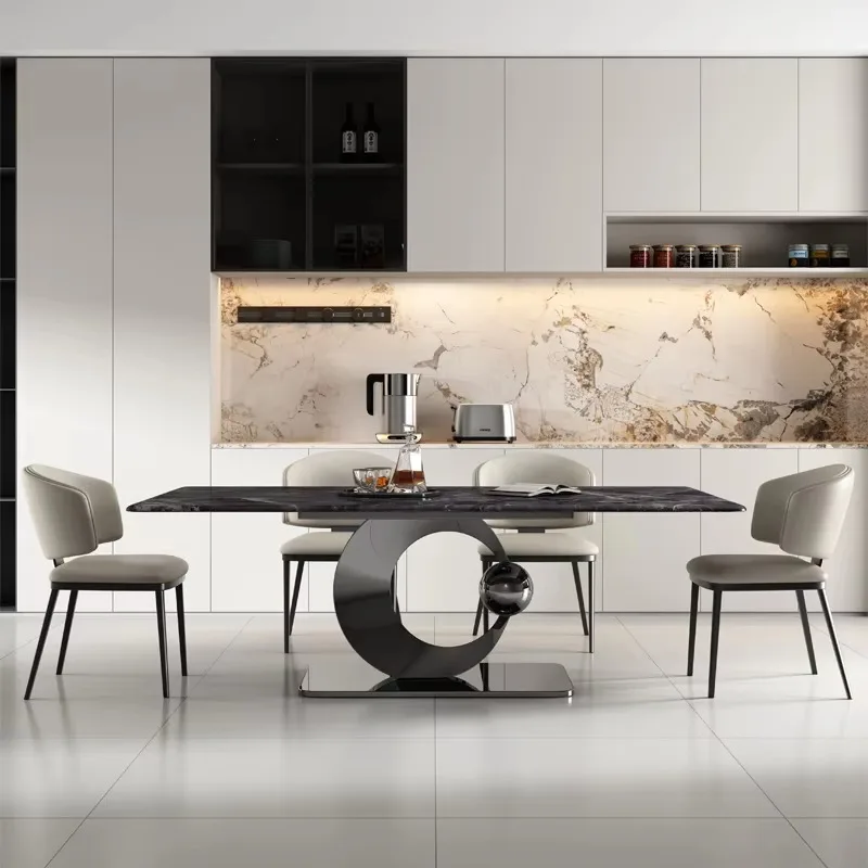 Home Dining Room Furniture Modern Design Luxury Marble Dinner Table With Chair Rectangular Dining Table For 6 Seater