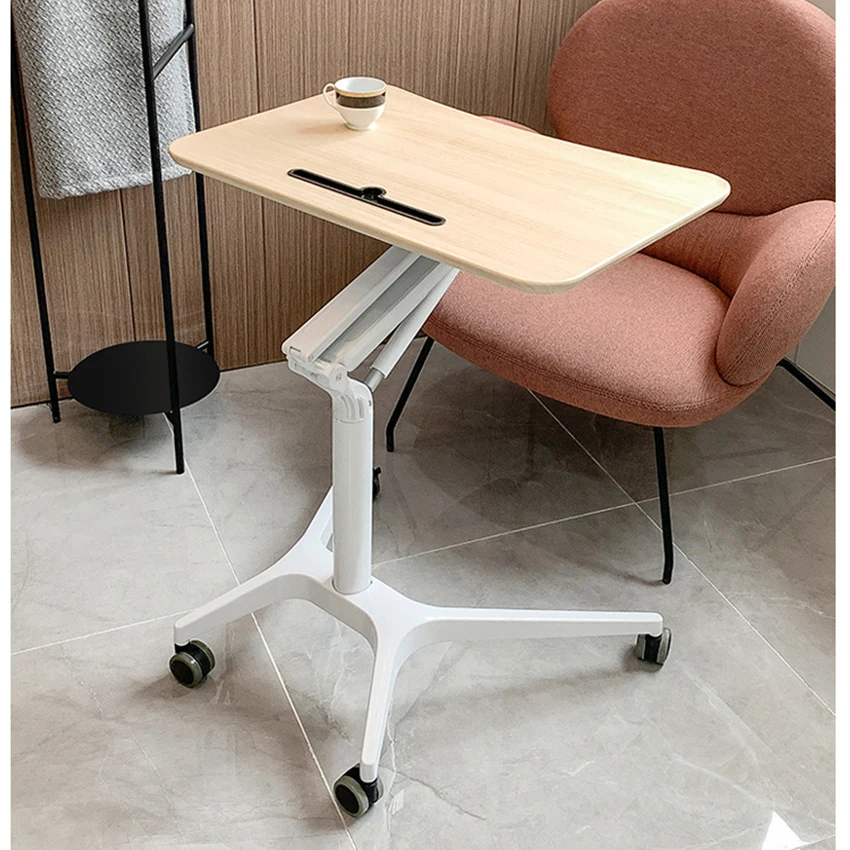 Desktop Mordern Side Table Pneumatic Lifting 765-1065mm Sit/Stand Laptop Desk Notebook Tray With Wheel Movable