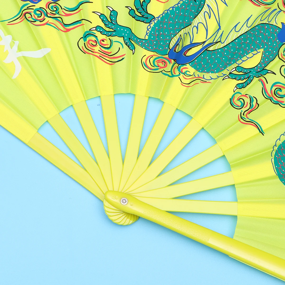 Abanico de dragón de colores danza Kung Fu chino plegable a mano estilo Tai Kungfu Taichi de mano