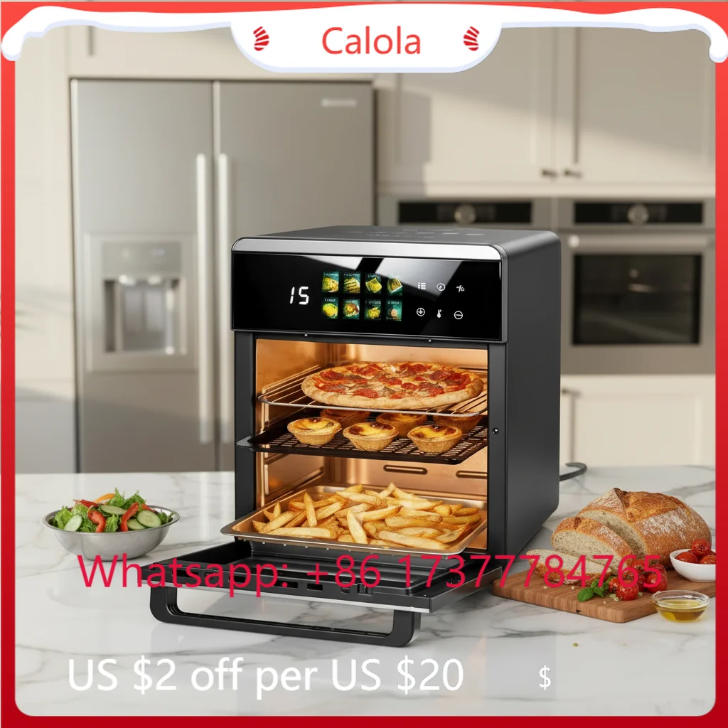100% 304 Stainless Steel Air Fryer Oven, 5L 16.4Qt 11-in-1 Commercial Smart Portable Oil-Free Digital Convection Cooking Machine