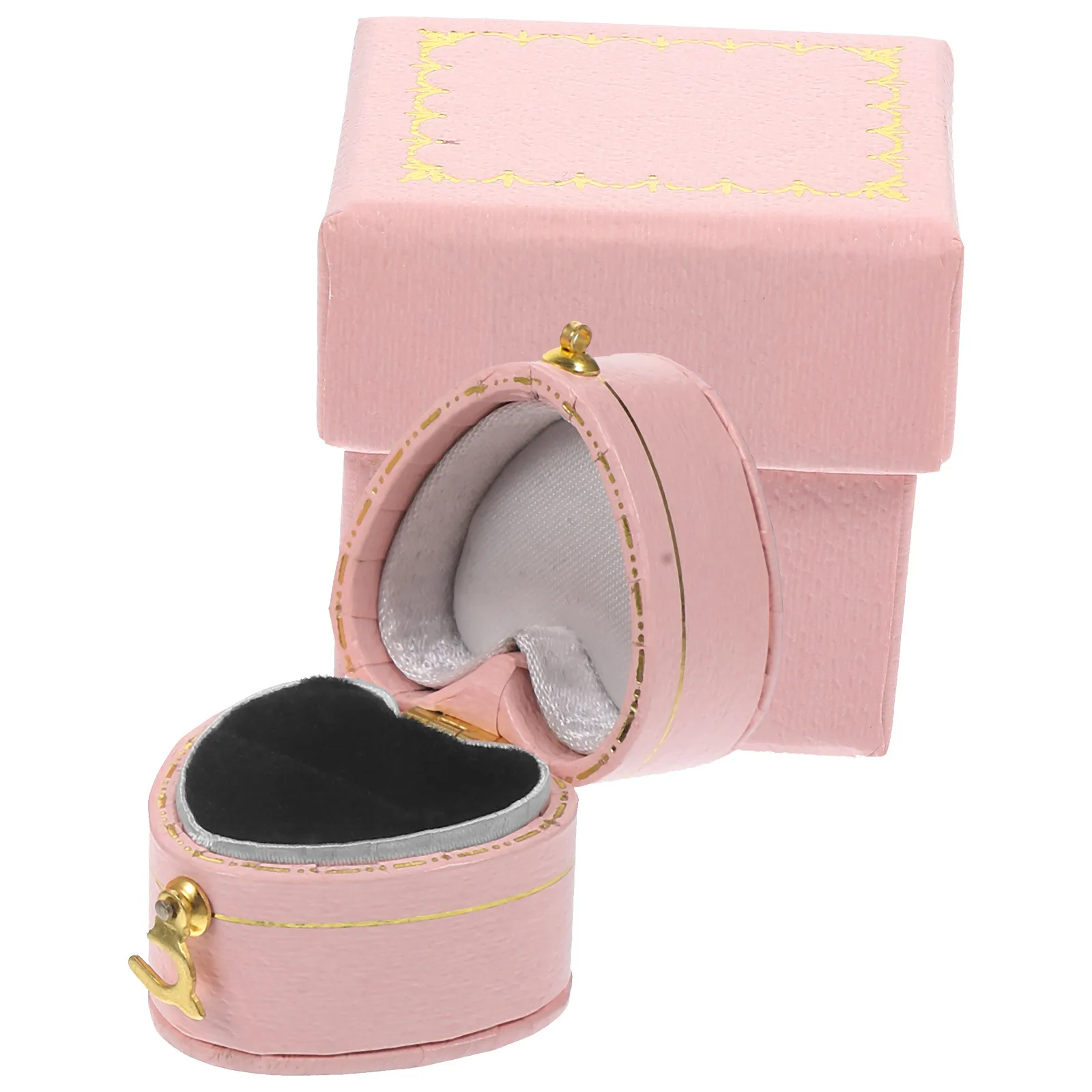 

1Set Heart Shaped Ring Jewelry Box Diamond Buckle Storage Case for Wedding Engagement Gift Container Heart Shaped Jewelry Box