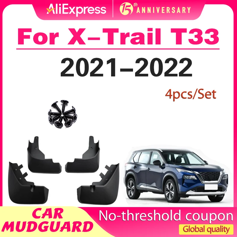 

4pcs Set Molded Front Rear Car Mud Flaps For Nissan Rogue X-Trail T33 2021 2022 Mudflaps Splash Guards Mud Flap Mudguards Fender