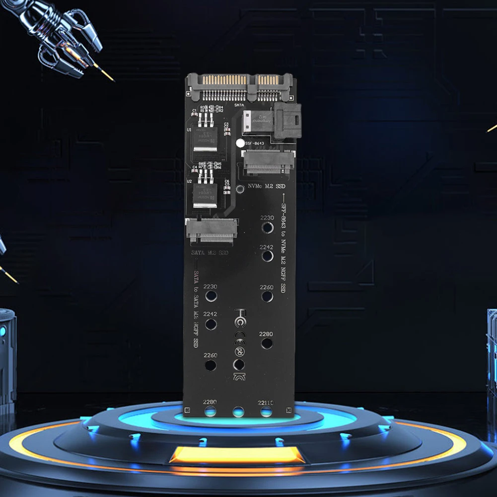 SFF-8643 Ke M.2 U2 Kit NGFF M-Key Ke Slimline SAS NVME PCIe 22Pin SATA Adapter SSD Converter Cocok untuk Laptop Desktop Mainboard