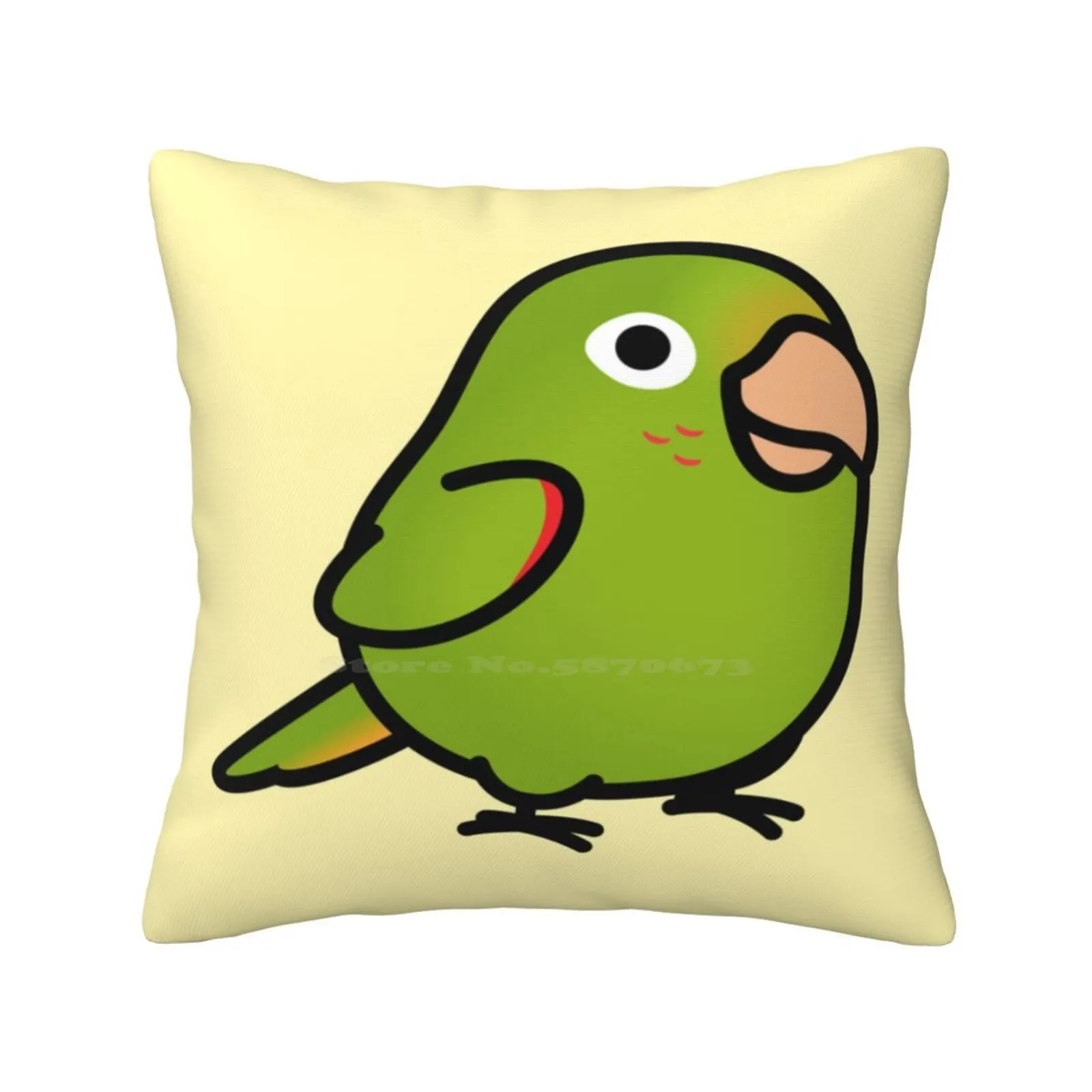 Chubby White-Eyed Conure Funny Cute Decor Square Pillowcase White Eyed Conure White Eye Conure White Eyed Parakeet Birdism