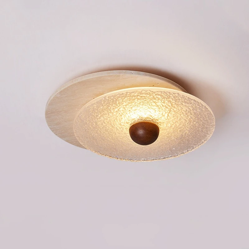 Japanese Style Art Glass Beige Cave Stone Ceiling Light Entrance Staircase Balcony Corridor Bedroom and Bathroom Decorat Fixture