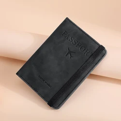 RFID Business Passport Covers Holder para homens e mulheres, estojo de carteira de couro PU, suporte de identificação multifuncional, cartão bancário, acessórios de viagem, estojo elástico