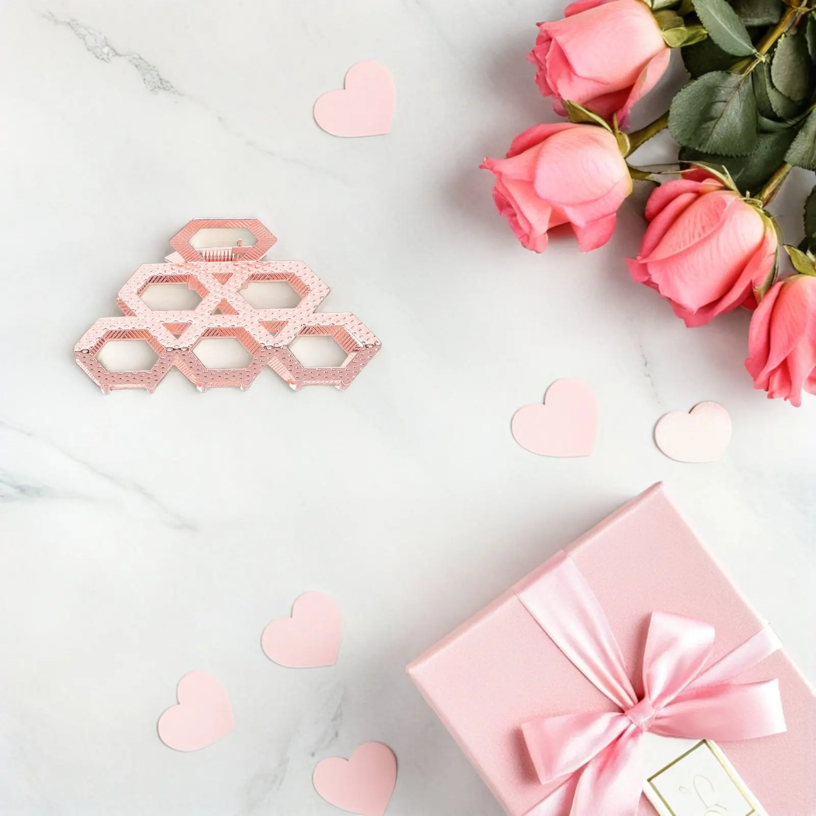 

2Pcs Vintage Geometric Metal Hair Claw Clips Non-Slip Hollow Hexagon Alloy Bun Holders Elegant Styling Accessories for Women
