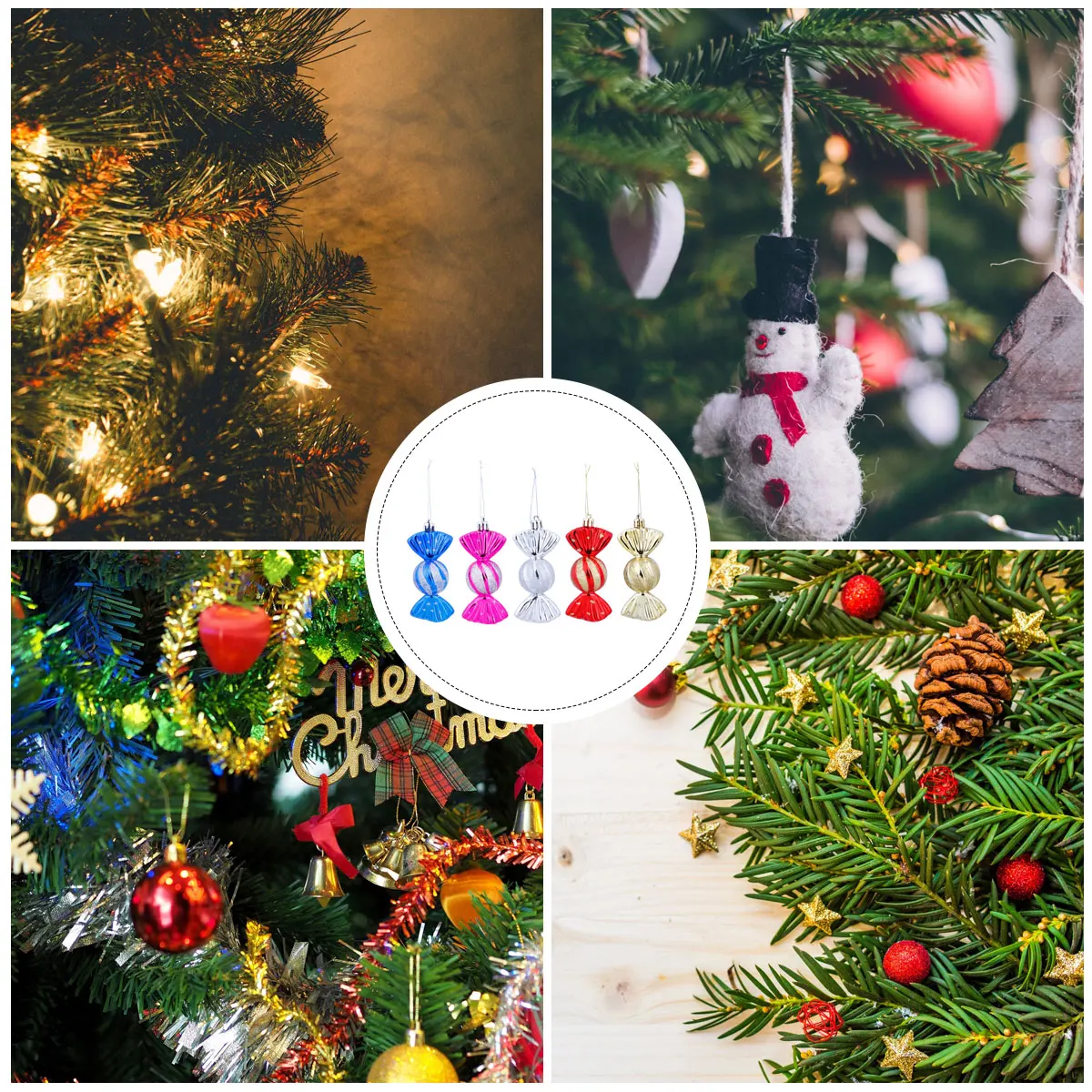 

5Pcs Christmas Tree Pendant Candy Hanging Decor Original Accessory for Festive Celebrations Christmas Tree Pendant