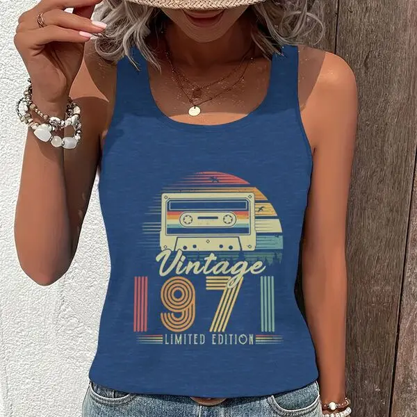 Ladies Vintage 1971 Limited Edition Tank Top Harajuku Retro Sunset Birthday Year Gifts Tshirts Casual Women Sleeveless Vest