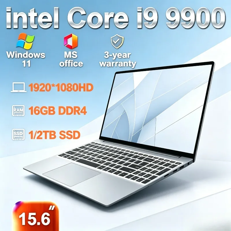 

Windows 11 Pro New Laptop, Portable Computer for Office Gaming (Notebook PC) 2026 Intel Core i9 9900 16GB DDR4 1TB/2TB SSD