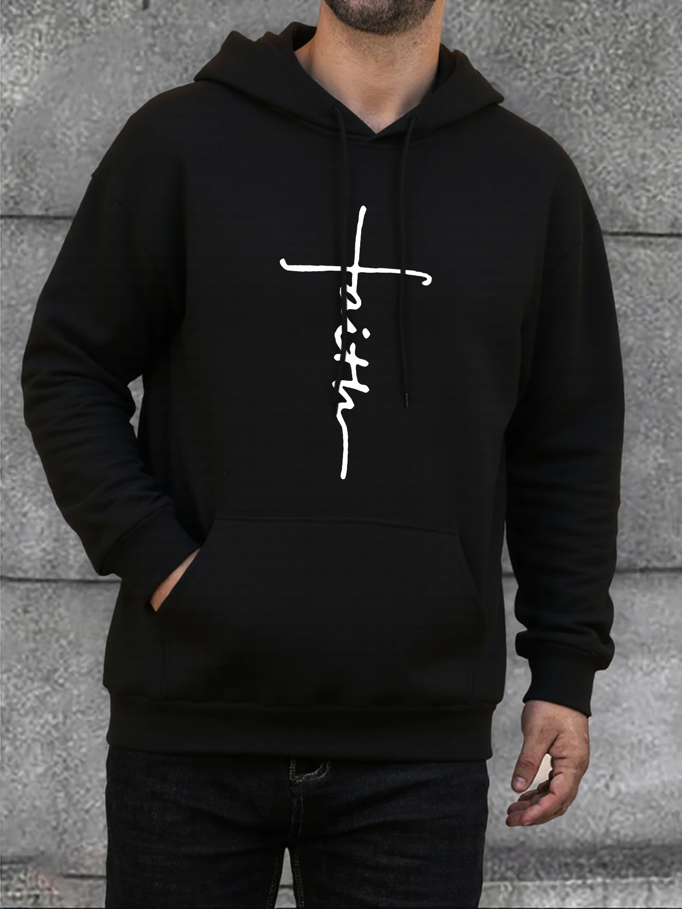 Linie buchstaben Einfache Gedruckt Männer Sweatshirt Warme Fleece Hoodie Casual Oversize Hoody Herbst Mode Weiche Mann Pullover Tops
