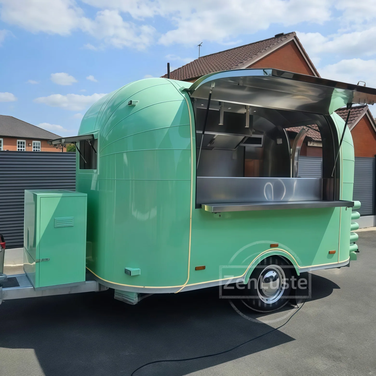 

Fully Equipped Food Truck Customized Steel Air Streams Bubble Tea Coffee Vending Cart