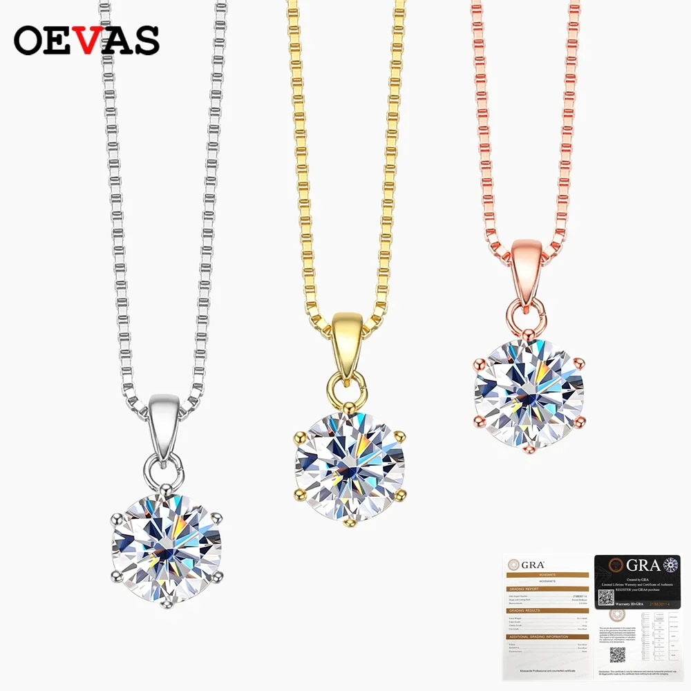 

OEVAS настоящее 1 карат D цвет муассанит свадебный кулон ожерелье 100% стерлинговое серебро 925 пробы свадебная вечеринка ювелирные изделия подарок оптом