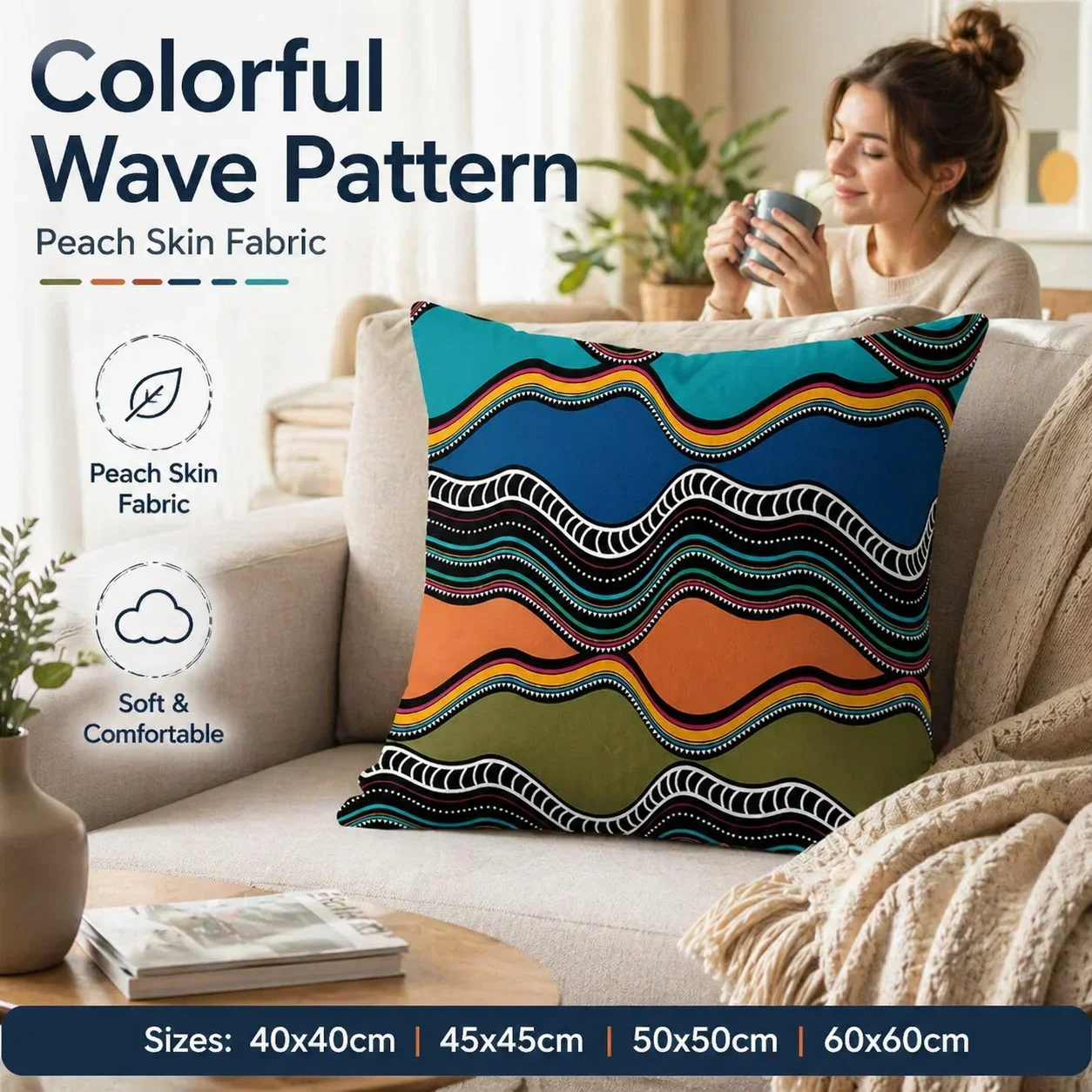Boho Throw Pillow Cover Ethnic Geometric Cushion Case  Polyester Linen Decorative Pillowcase for Sofa Bed Living Room