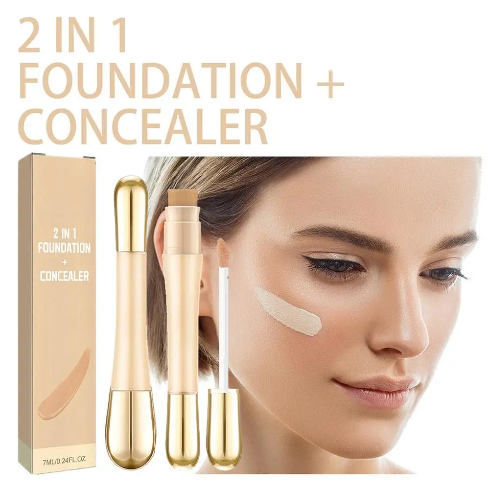 Nieuwe Dubbele Concealer Foundation Stick Hydraterende Lange Waterdichte Plekken Acne Make-Up Helderder Dekking Blijvende Contour G7z9