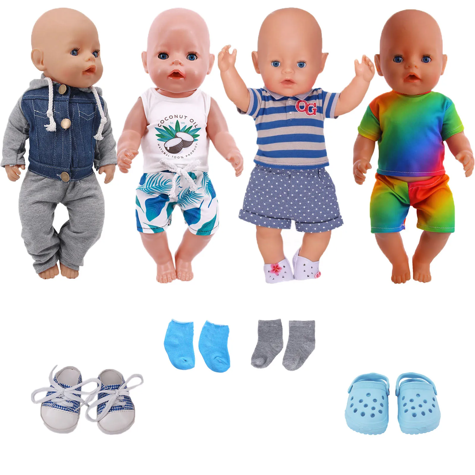 Beste cadeau Geboren Babypop Kleding Outfit Beer Print Casual Homewear voor 43 Cm Baby Reborn Logan Jongen Poppen,