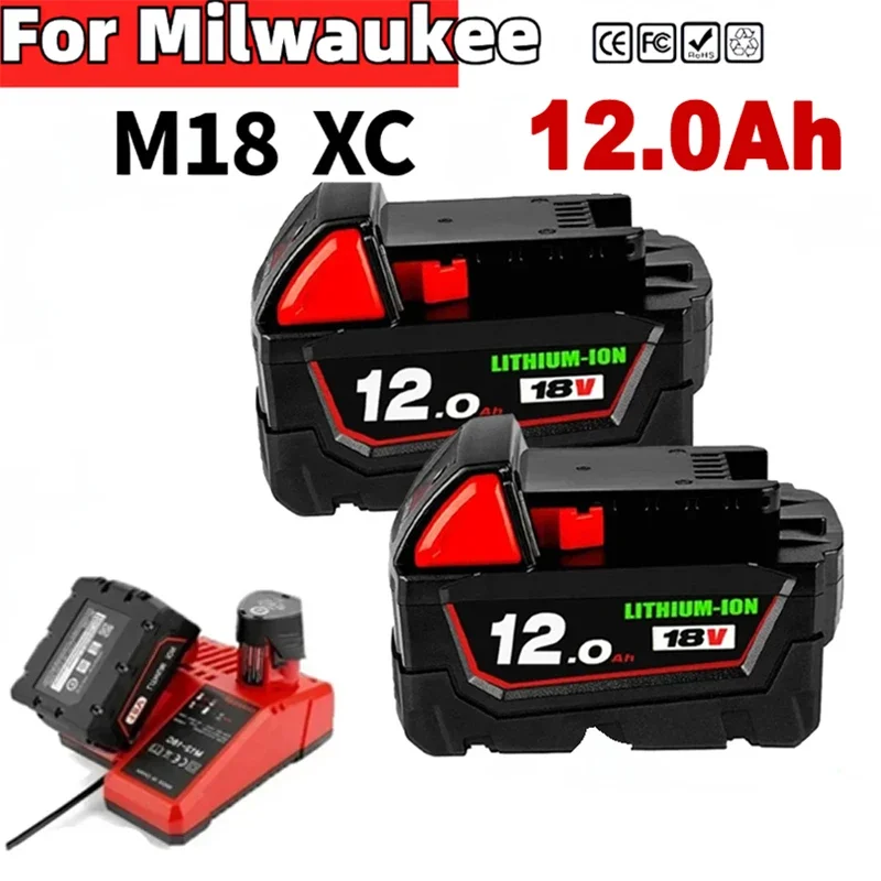 NEW 12000mAH For Milwaukee M18 18V Replacement For Milwaukee M18B5 XC Li-ion battery 48-11-1815 48-11-1850 2604-22 2604-20