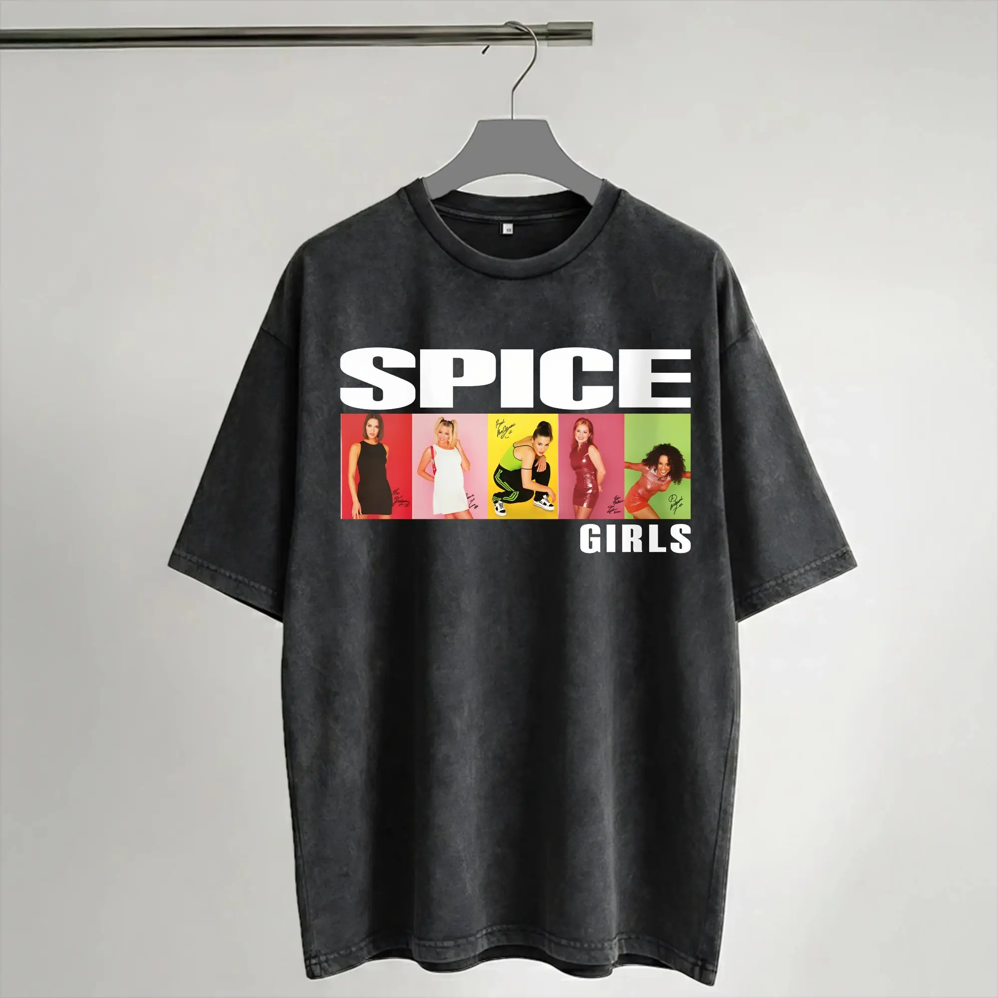 Spice Girls Tour Merch Washed T Shirt Men Women Streetwear Hip Hop T-Shirts Printed  Tee Shirt 100% Cotton