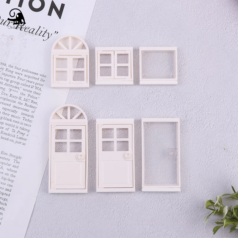 Plastic Doors and Windows  House Modeling Toy Decoration DIY Window 1/12 Dollhouse Miniature Accessories