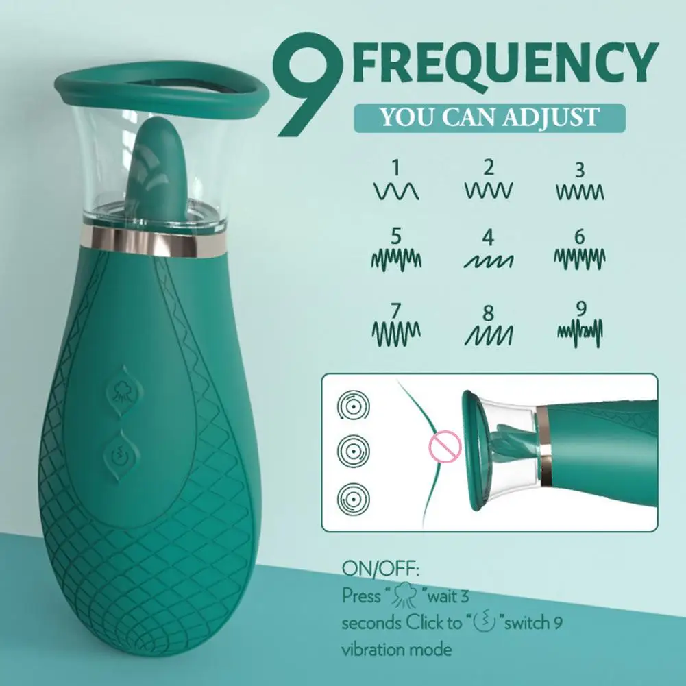 Vibrador de succión de clítoris para mujer, estimulador de lengua y clítoris para orgasmo rápido, masajeador de pezones con 9 lamer y 3 modos de succión, Juguetes sexuales