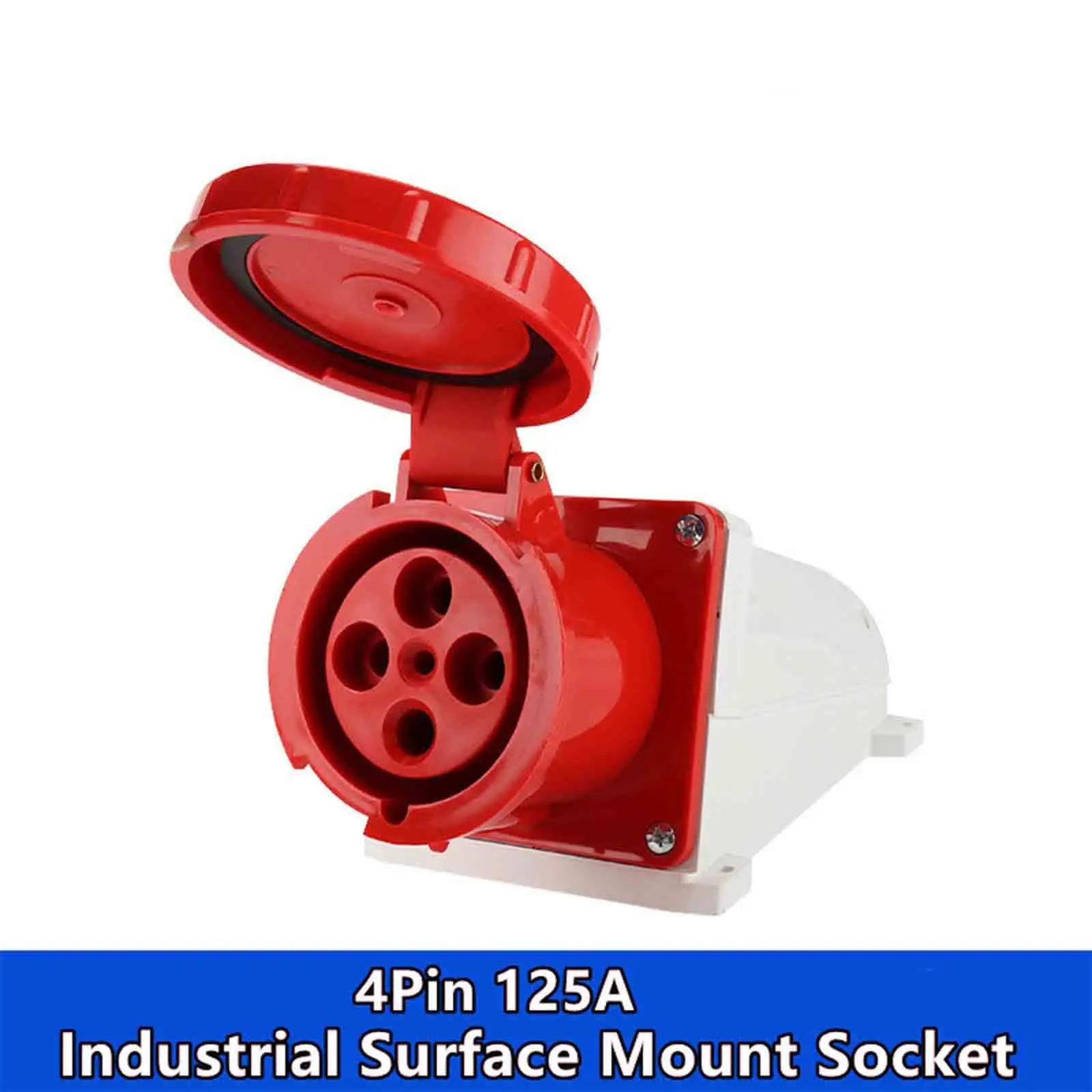  IEC60309 Waterproof CEE Industrial Connector Surface Mount Socket 4Pin 125A 380V-415V 3P+E IP67