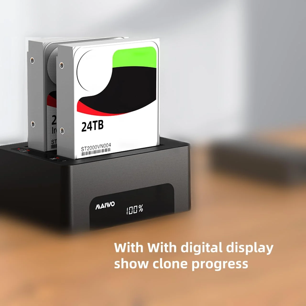 MAIWO Dual Bay USB 3.0 zu SATA Externes Festplattengehäuse Klon-Dockingstation für 2,5 Zoll / 3,5 Zoll HDD/SSD SATA-Festplatten-Dock – Detail 3
