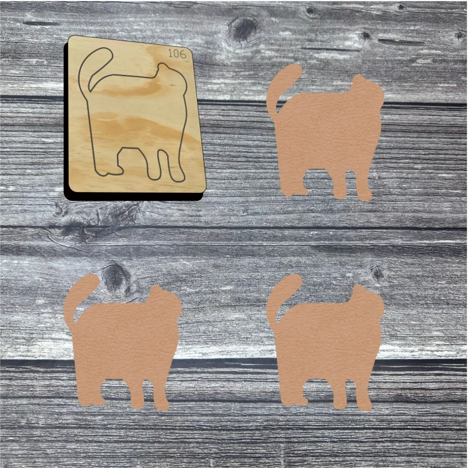 Rear Silhouette Plump Full Body Cat Leather Die Cut Mold, Pet Animal Charm Punch Tool for Die-cutting Machine