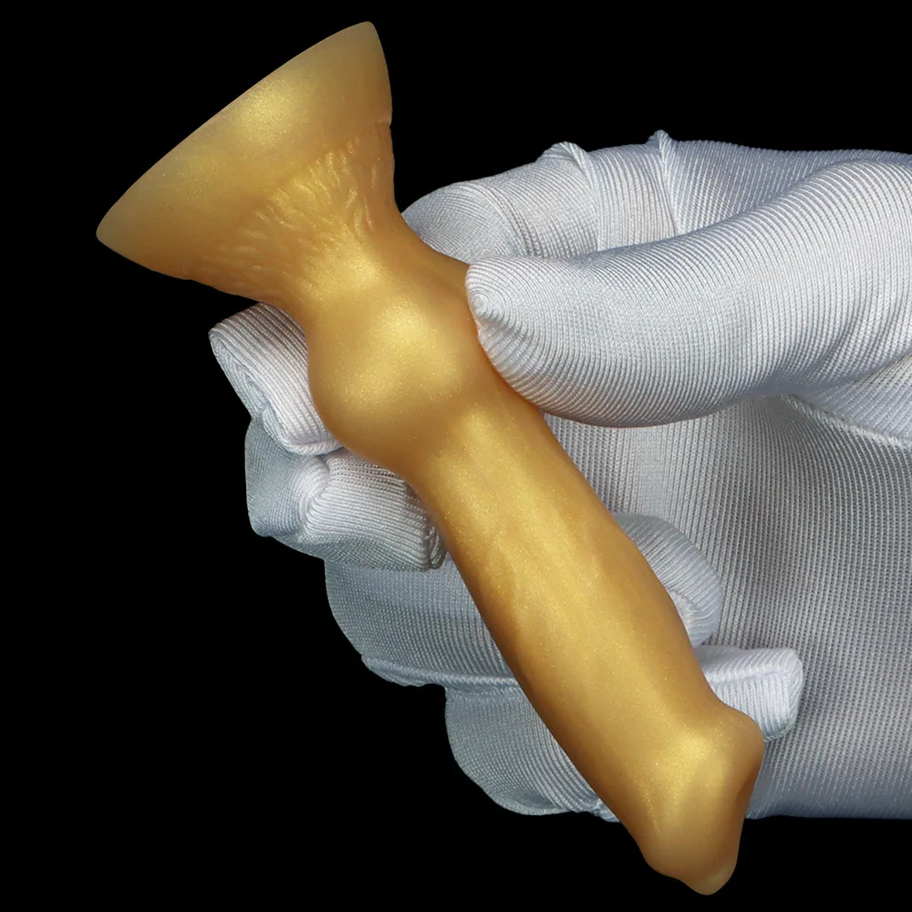 Entry-level Female Masturbator Golden Mini Dog Dildos Realistic Animal Penis Small Wolf Dick Anal Sex Soft Toys For Women 18+